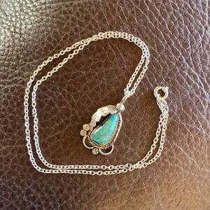 Necklace Native American Sterling silver Natural Turquoise vintage unworn